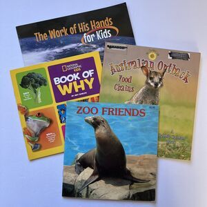 Lot of 4 Childrens Books Paperback Educational Non Fiction Animals Outer Space